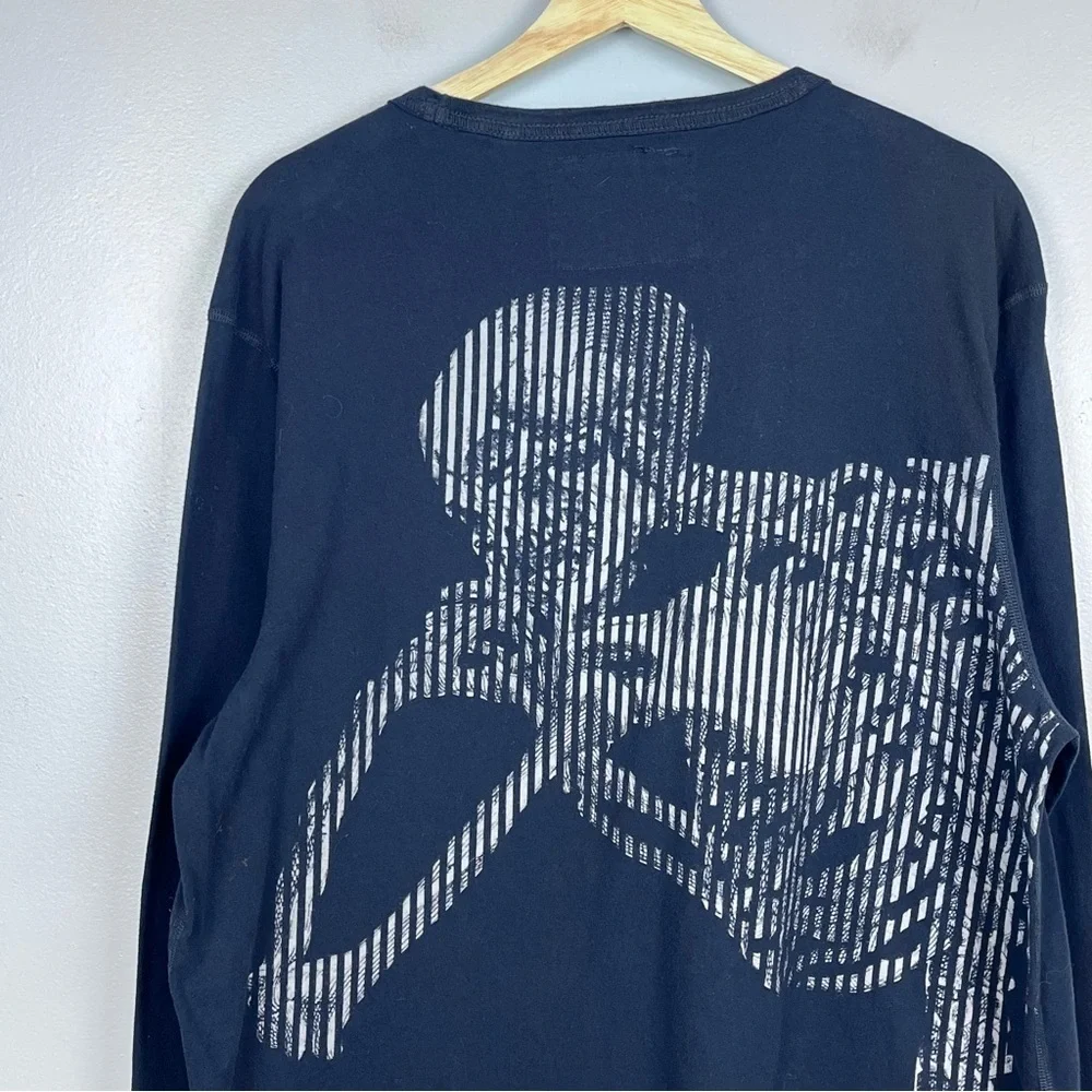 True Religion Men's Long Sleeve Skeleton Graphic Black Tee Size L; Streetwear